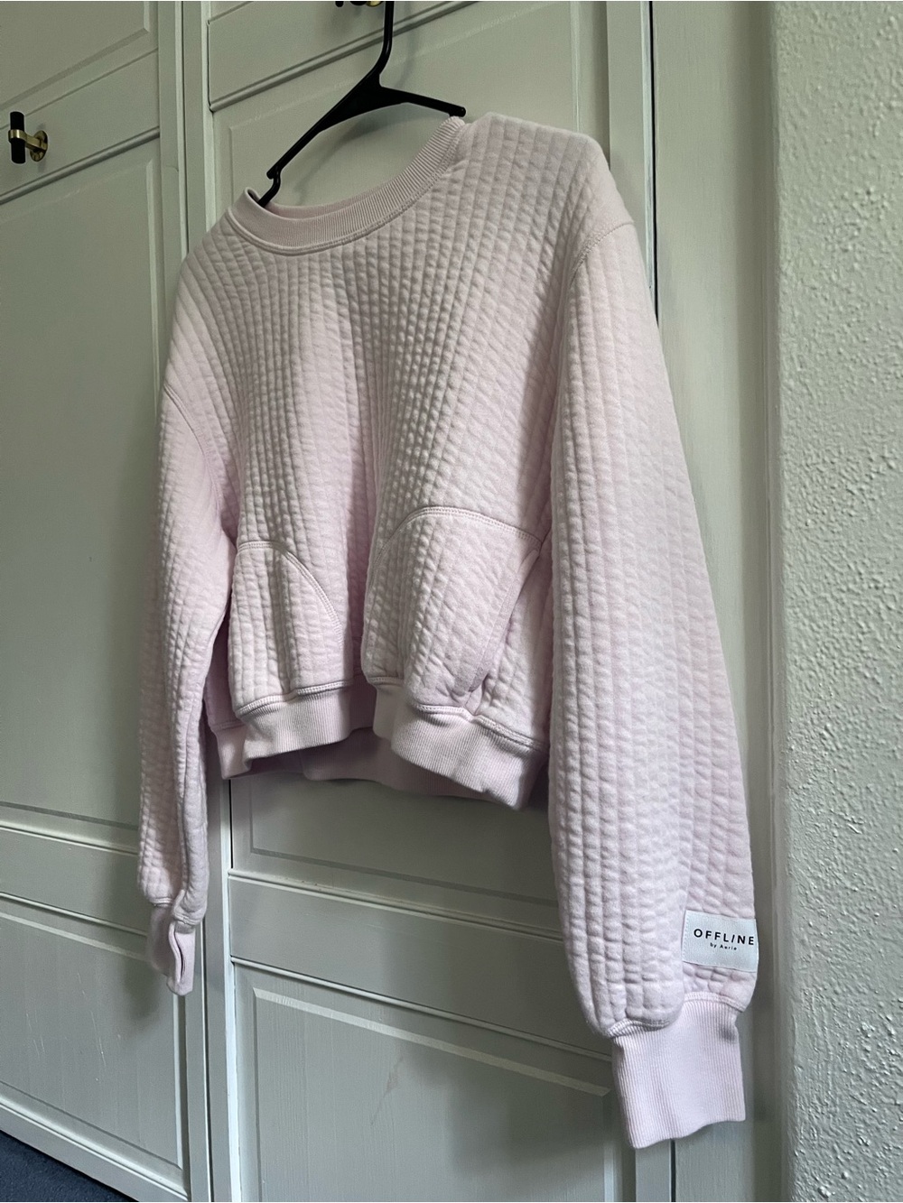 Offline Quilted Crewneck Sweater - Pale Pink